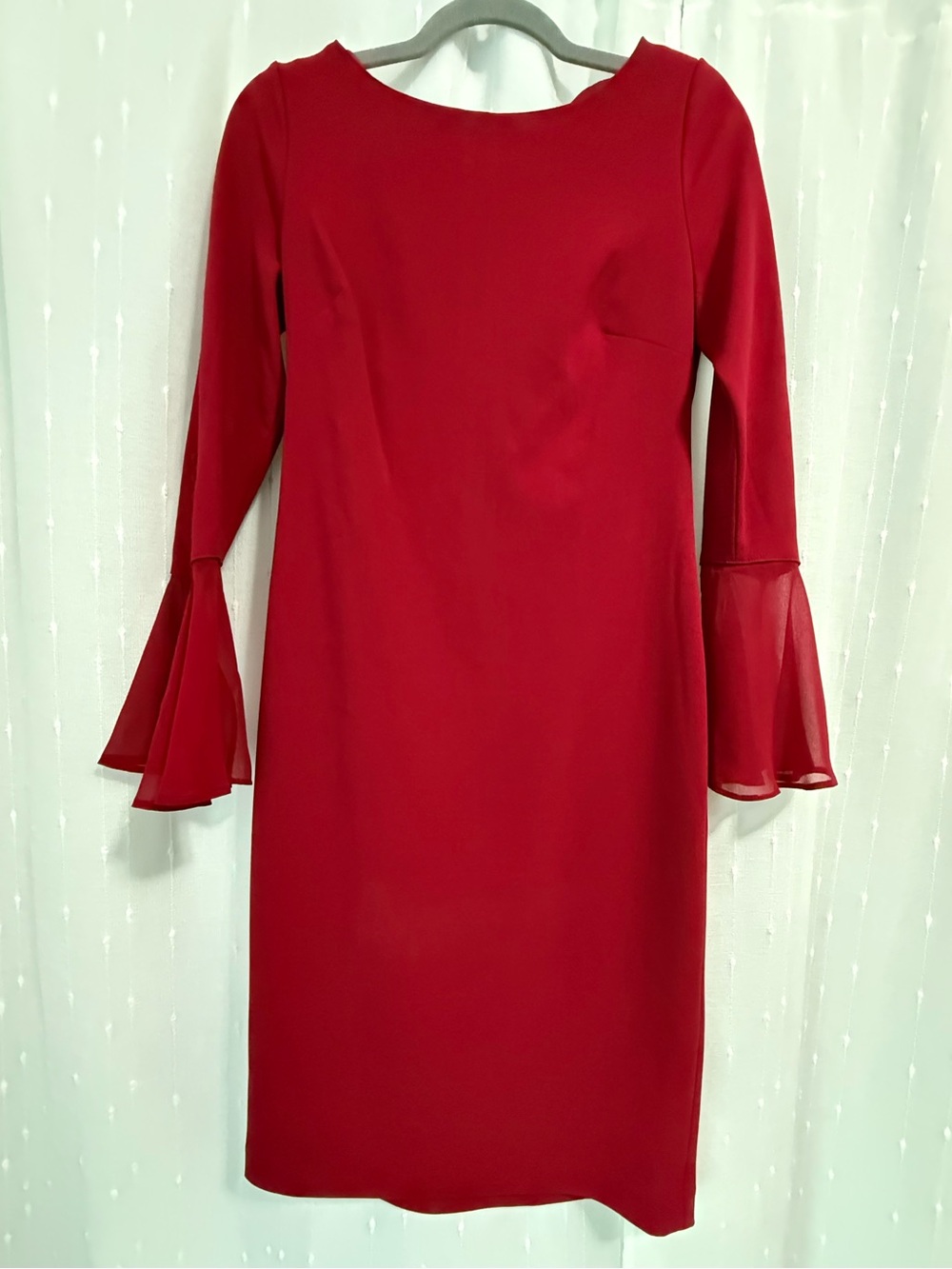 CK Red Bell-Sleeve Sheath Dress